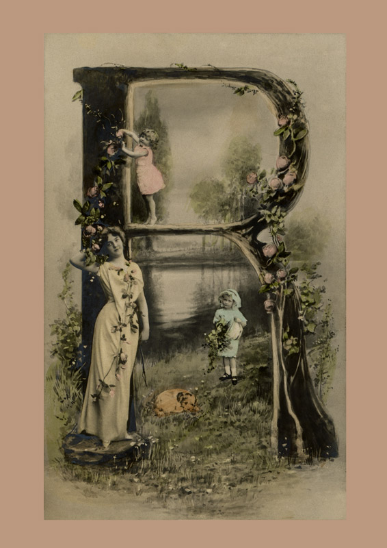 alphabets Carte postale ancienne avec Jeanne Helbling