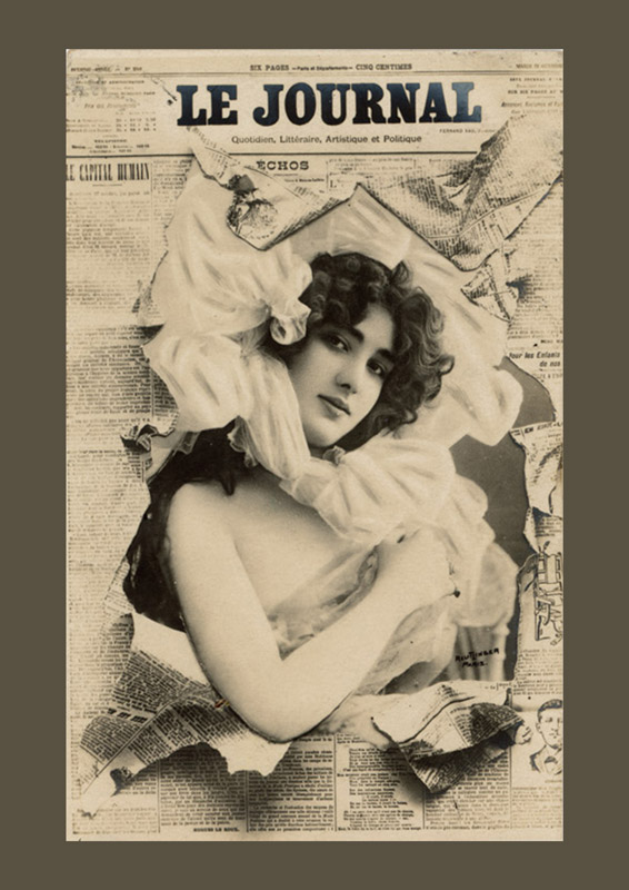 Carte postale ancienne effet journal déchiré restaurée
