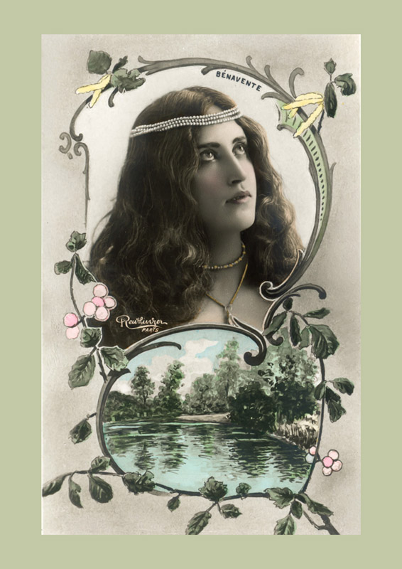 photomontages Carte postale ancienne avec Jeanne Helbling