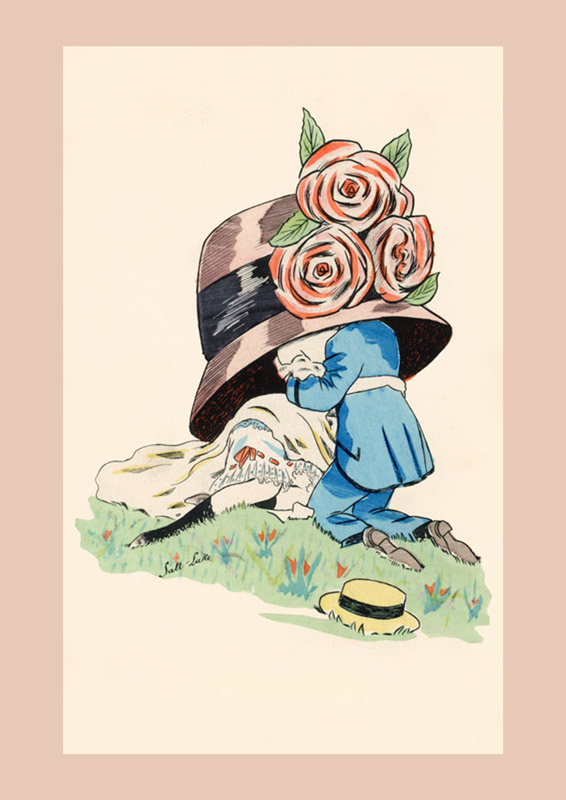 amour-discret Carte postale ancienne avec Jeanne Helbling