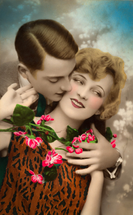 Suzette et Émile – Une déclaration tout en douceur Scène romantique des années 1920 montrant Suzette et Émile réunis dans une douce étreinte.