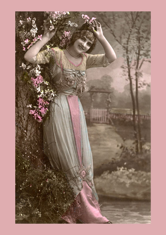 Carte postale artistique de la Belle Époque avec décor peint restaurée par Ernestine & Clotaire